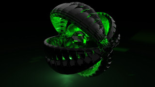 Green tire skull dark reflection - a skull free wallpaper