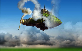 Castle floating clouds smoke sky - a castle free wallpaper