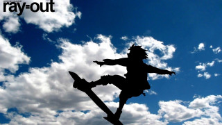 Silhouette skateboarder air clouds sky - a skateboard in the air free wallpaper
