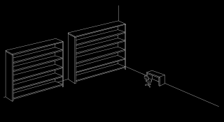 Bookcase desk chair wall shelves - ascii art free wallpaper