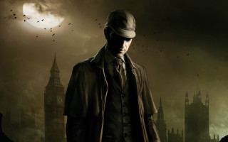 Man trench coat hat clock - full free wallpaper