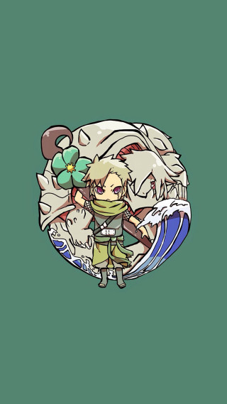 Cartoon character green background wave 2 - flowing hair free wallpaper