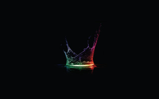 Colorful water splash black background - volumetric free wallpaper