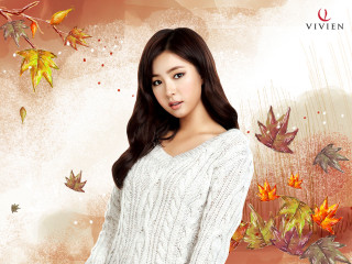 Woman white sweater autumn leaves - byeon sangbyeok free wallpaper