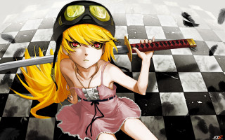 Girl sword helmet checkered birds - floor free wallpaper