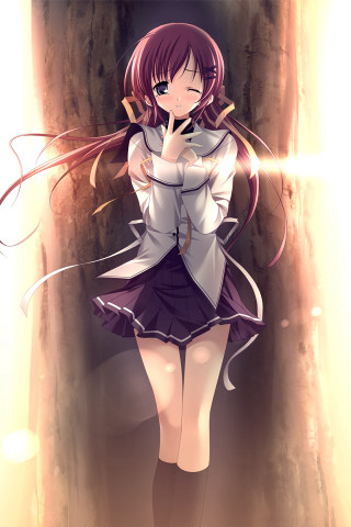 Girl beach sunset anime kneehighs - white shirt free wallpaper