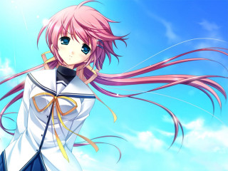Pink hair girl sky anime - pink hair free wallpaper