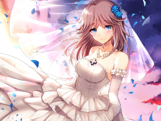 Woman white dress blue flower - a detailed drawing free wallpaper