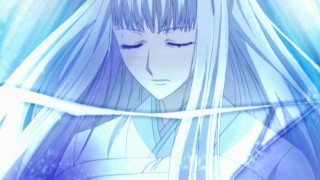 Woman longhair whitekimono closedeyes tears - holography free wallpaper