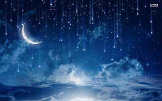 Night sky crescent moon clouds - a night sky free wallpaper