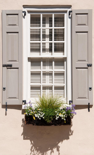 Window shutters flower box flowers - edward hopper free wallpaper