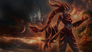 Demon castle fire sky painting - a painting of a demon free wallpaper