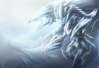 White dragon blue eyes ice - ice crystal free wallpaper