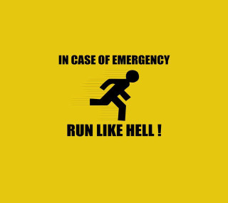 Yellow background emergency sign run - funny free wallpaper