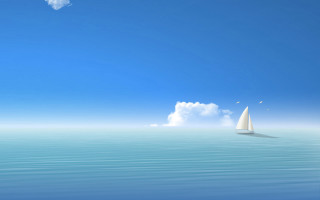Sailboat calm ocean cloudy sky 3 - a cloud in the sky above free wallpaper