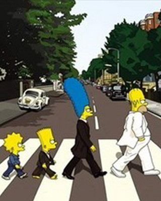 Simpsons crossing street cartoon people - an album cover free wallpaper