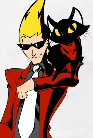 Cartoon character cat on shoulder - dean roger free wallpaper
