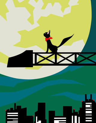 Cat bridge city night full - caspar wolf free wallpaper