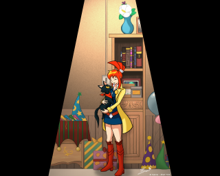 Cartoon woman holding cat room - a cartoon of a woman holding free wallpaper