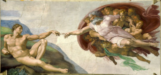 Man lifted woman air beard - classical painting free wallpaper