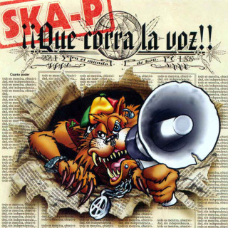 Tiger megaphone breaking newspaper skap - its mouth free wallpaper