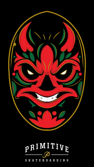 Red mask green leaves black - sumatraism free wallpaper