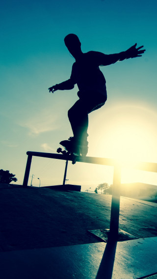 Skateboarder trick rail sunset sunrise - sunset free wallpaper