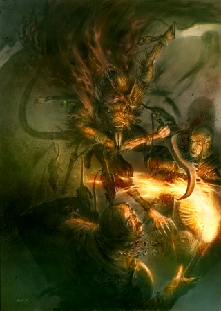 Demon attack horse sword mouth - the back free wallpaper