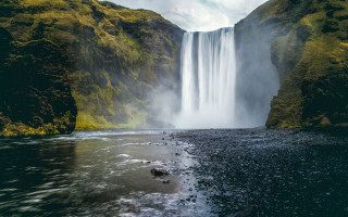 Waterfall birds nature scenery water - a few bird free wallpaper