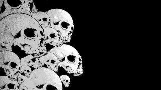 Skulls stacked black background white - skull free wallpaper
