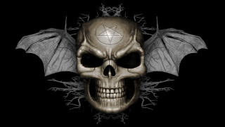 Skull bat wings pentagram forehead - a skull free wallpaper