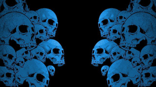 Skulls blue black background image - altermodern free wallpaper