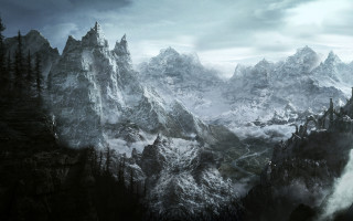 Snowy mountain range cloudy sky - cloud and mountains free wallpaper