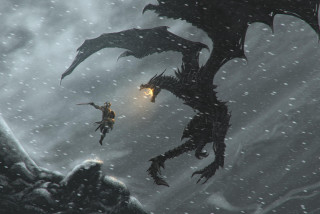 Dragon attack man snow light - dragon art free wallpaper
