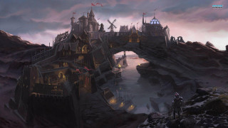 Castle bridge tower mountain sky - andreas rocha free wallpaper
