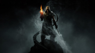 Man holding fire mountain dark - a fire free wallpaper