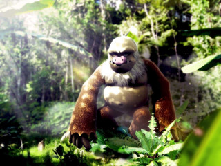 Furry monkey sitting forest trees - alex petruk ape free wallpaper