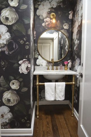 Bathroom sink mirror floral wallpaper - a flemish baroque free wallpaper