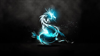 Blue black dragon glowing fantasy - dragon art free wallpaper