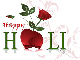 Happy holi heart rose stem - happy free wallpaper