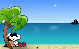Cartoon dog palm tree beach - charles schulz free wallpaper