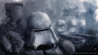 Stormtrooper helmet snow falling room - a digital painting free wallpaper