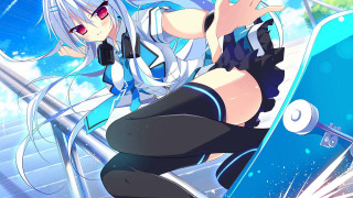 White haired girl skateboard blush - a skateboard free wallpaper