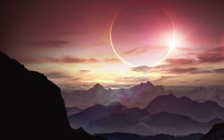 Large object flying over mountains - in the sky free wallpaper