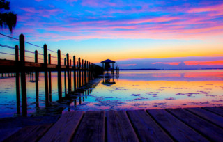 Dock colorful sky water sunset - mystical free wallpaper