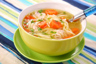 Chicken noodle soup spoon green - postimpressionism free wallpaper