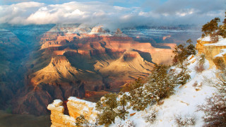 Mountain snow clouds sunset twilight - sense of awe free wallpaper