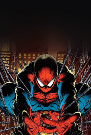 Spider man sitting ledge city - a spider man free wallpaper