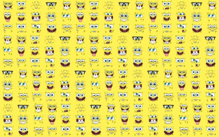 Yellow background faces eyes pattern 2 - a mosaic free wallpaper