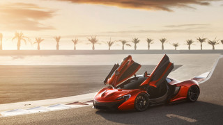 Red sports car open sunset - its door free wallpaper